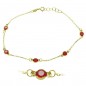 Pulsera de oro con 5 cuarzos rojos de 4mm