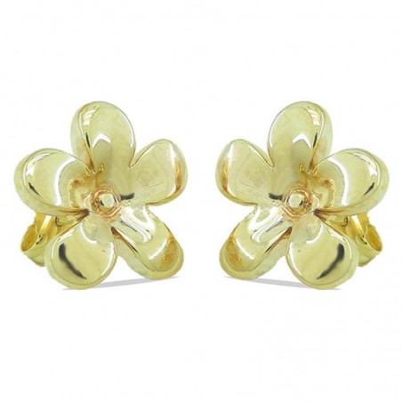 RR-4296 - Pendientes de oro amarillo 18k en forma de flor. Diámetro 15mm. Cierre de presión