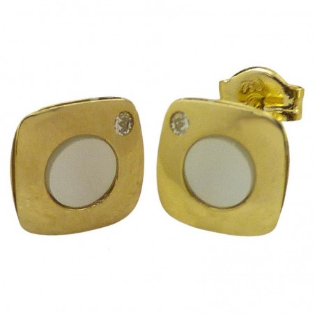 RR-5271 - Pendientes de oro para comunión cuadrados con nácar