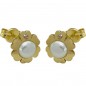 RR-5275 - Pendientes de oro para comunión en forma de flor y perla