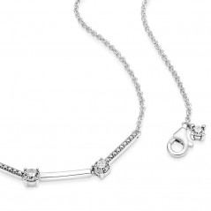 390059C01-45 - Collar Barras Brillantes de plata de ley de Pandora con circonitas cúbicas transparentes Largo 45 cm