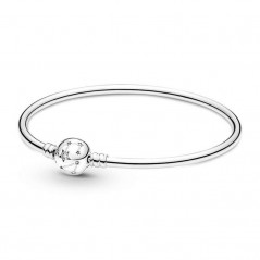 590009C01 - STERLING SILVER BANGLE WITH CLEAR CUBIC ZIRCONIA AND SHIMMERING SILVER SHITE ENAMEL