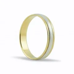 Alianza de oro 18k de 4 mm con centro en oro blanco mate