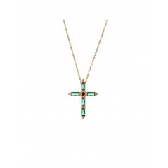 NEC1DORIS - Collar cruz verde esmeralda