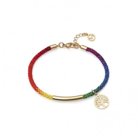 1394P01012 - Pulsera Viceroy Fashion de acero dorado con cordón multicolor para mujer