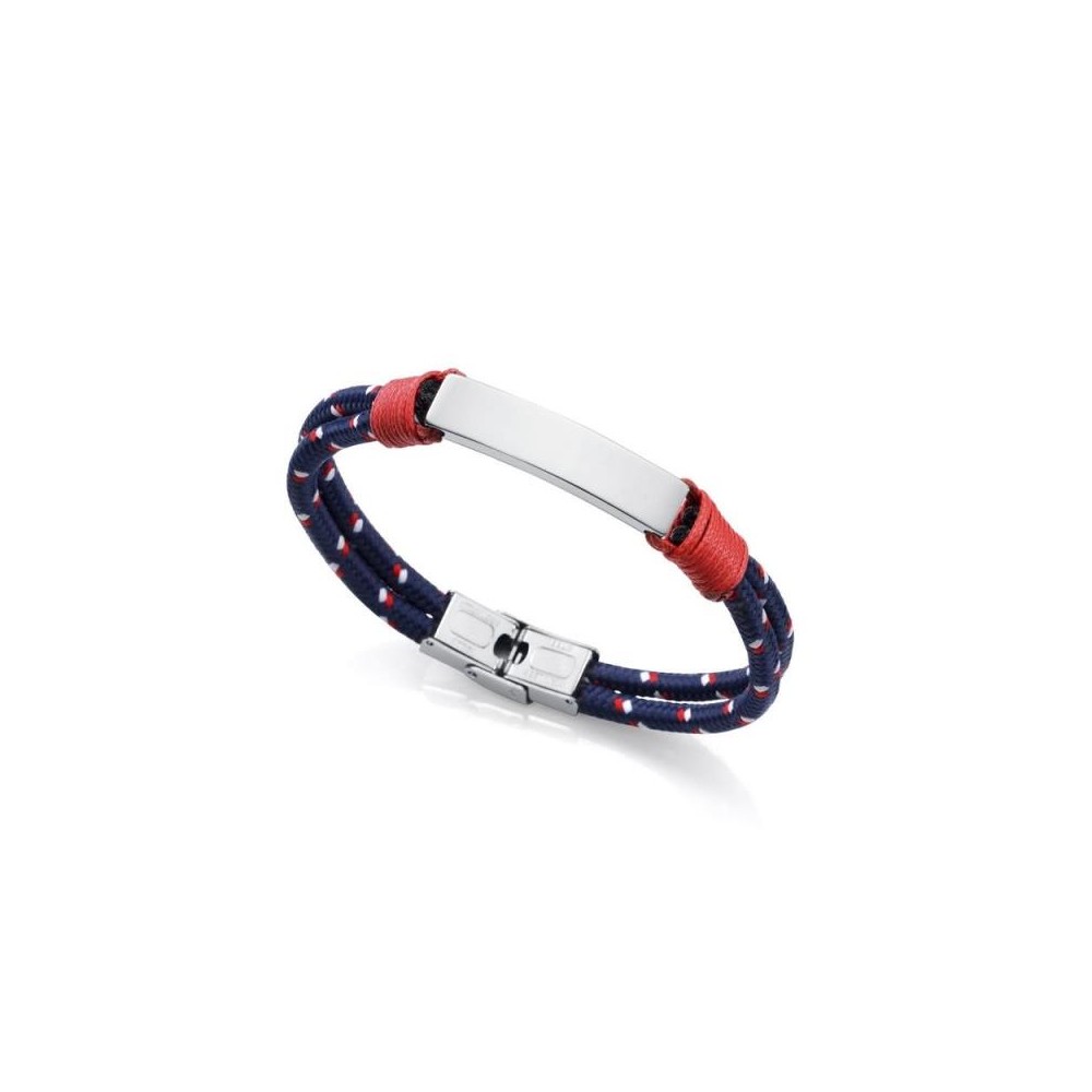 75296P01017 - Pulsera Viceroy Fashion de acero y cordón azul y rojo para hombre