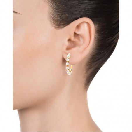 Pendientes Viceroy Jewels de plata de ley dorada en forma de aro con perlas