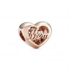 Charm con un recubrimiento en oro rosa de 14k Corazón Gracias Mamá