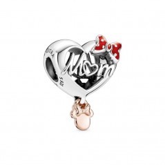 Charm en plata de ley y con un recubrimiento en oro rosa de 14k Corazón Mamá Minnie Mouse de Disney