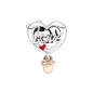 Charm en plata de ley y con un recubrimiento en oro rosa de 14k Corazón Mamá Minnie Mouse de Disney