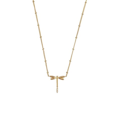 2651386-157-TU - Collar corto con libélula dorada y piedra luna de la colección FLY