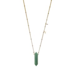 2651391-076-TU - Collar largo dorado con chackra de aventurina verde de la colección FLY de Sara