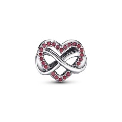 792246C01 - Charm en plata de ley Corazón Rojo Familia Infinito Pandora
