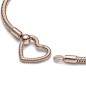 Pulsera Pandora Moments con un recubrimiento en oro rosa de 14k Cadena de Serpiente Cierre Corazón Pandora