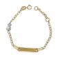 M-2123455AB - Pulsera de oro amarillo 18k con chapa para grabación y detalle de osito