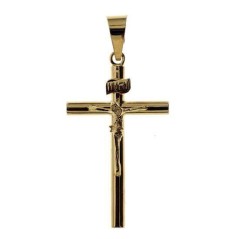 6105 - Cruz de oro de 18 ktes. con cristo.  Ancho 17 mm. Alto 35 mm.