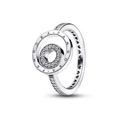 Anillo Pandora Signature en plata de ley Logo Círculos Pavé