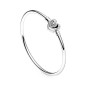 591064C01 - STERLING SILVER BANGLE WITH HEART CLASP AND CLEAR CUBIC ZIRCONIA