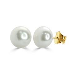 Pendientes de oro de ley con perla e botón de 10-10,5 mm