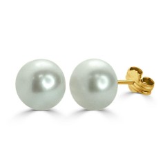 Pendientes de oro 18k con perla de 9-9,5 mm