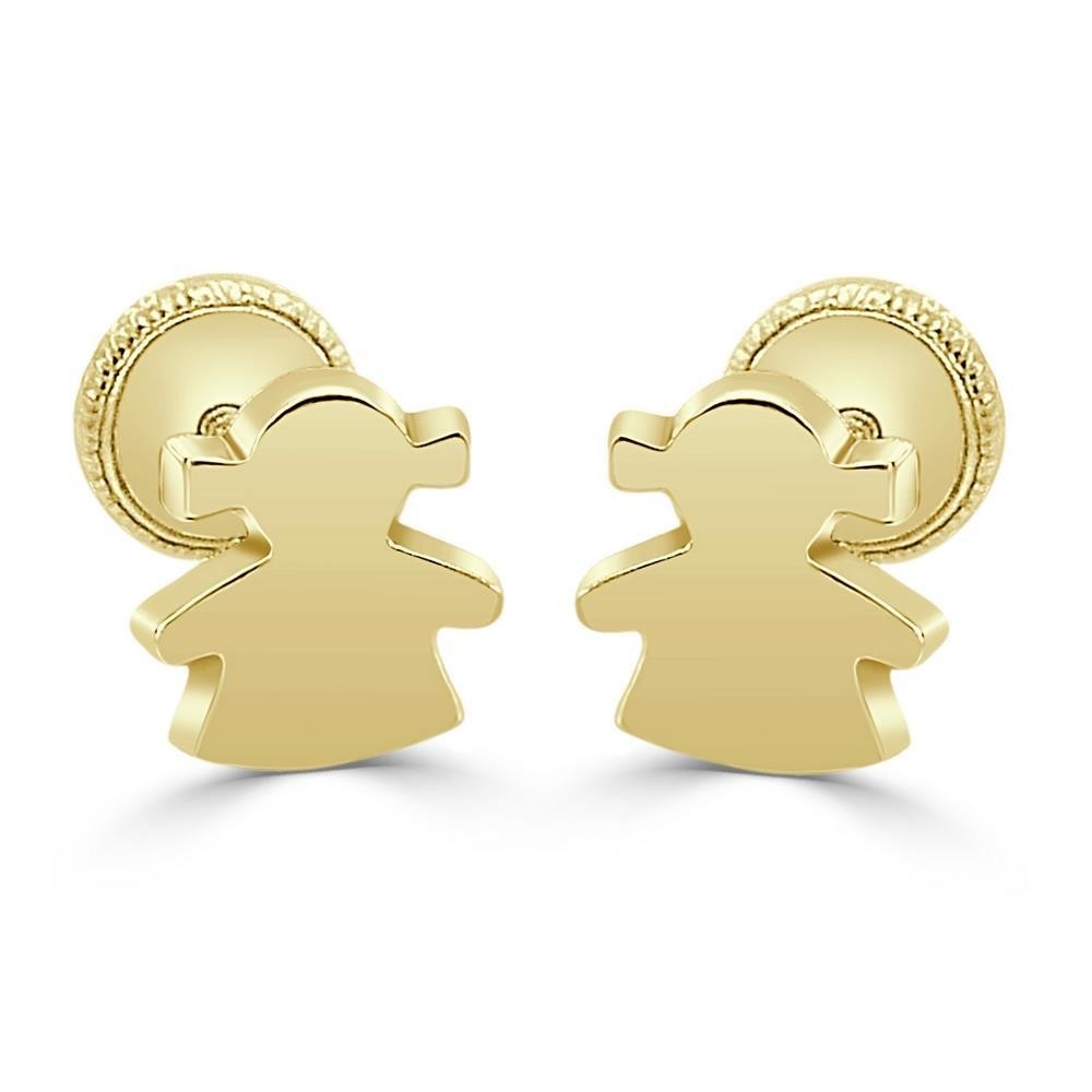 3630 - Pendientes de oro amarillo 18k lisos en forma de niña