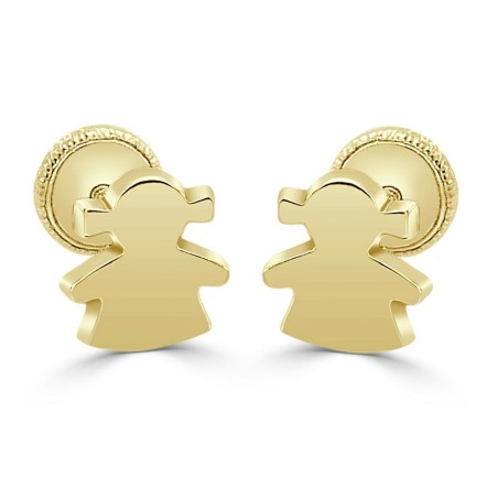 3630 - Pendientes de oro amarillo 18k lisos en forma de niña