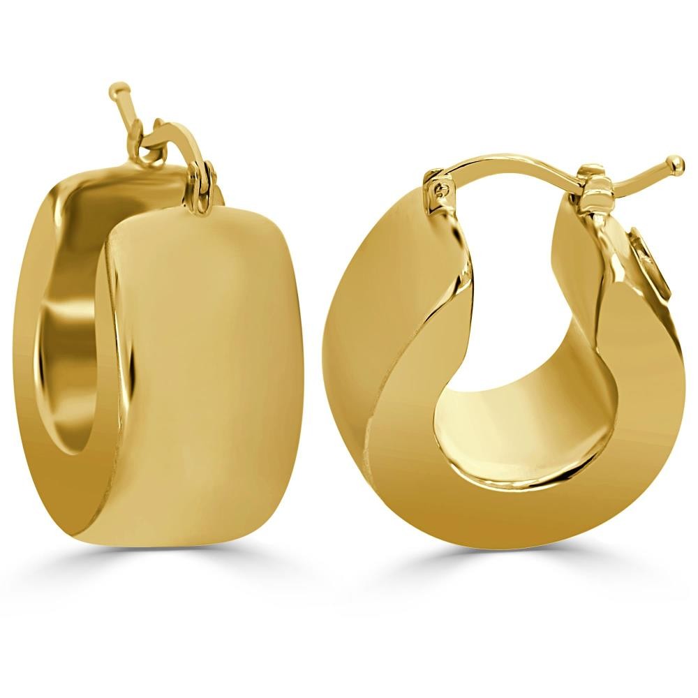 RR-5241 - Pendientes lisos de aro de oro amarillo de 18k