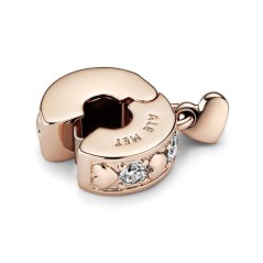 782253C01 - HEART 14K ROSE GOLD-PLATED CLIP WITH CLEAR CUBIC ZIRCONIA AND SILICONE GRIP
