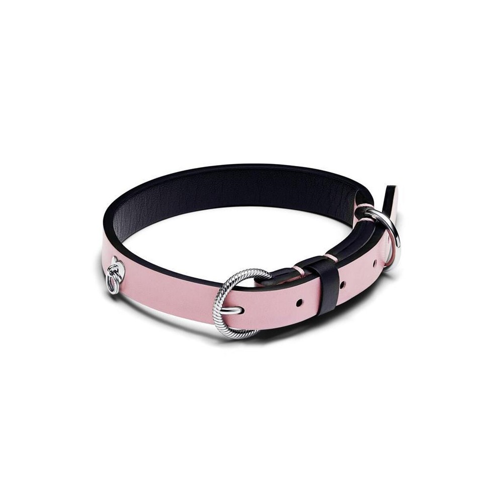 Collar Pandora para Mascota en tela Rosa y Negro sin cuero