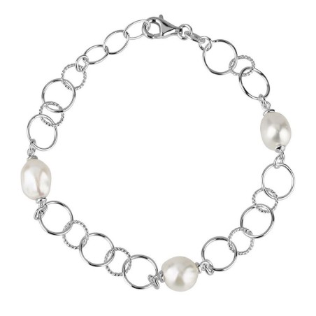 Pulsera Plata eslabones con perlas cultivadas