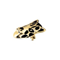 Broche cabeza de leopardo bañado en oro de 18k. y esmaltado ennegro.