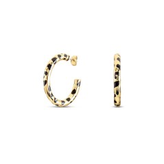 Criollas bañadas en oro de 18k. y esmaltadas con estampado de leopardo en tono negro.