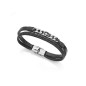 1483P01010 - Pulsera Viceroy Fashion de acero y piel negra para hombre