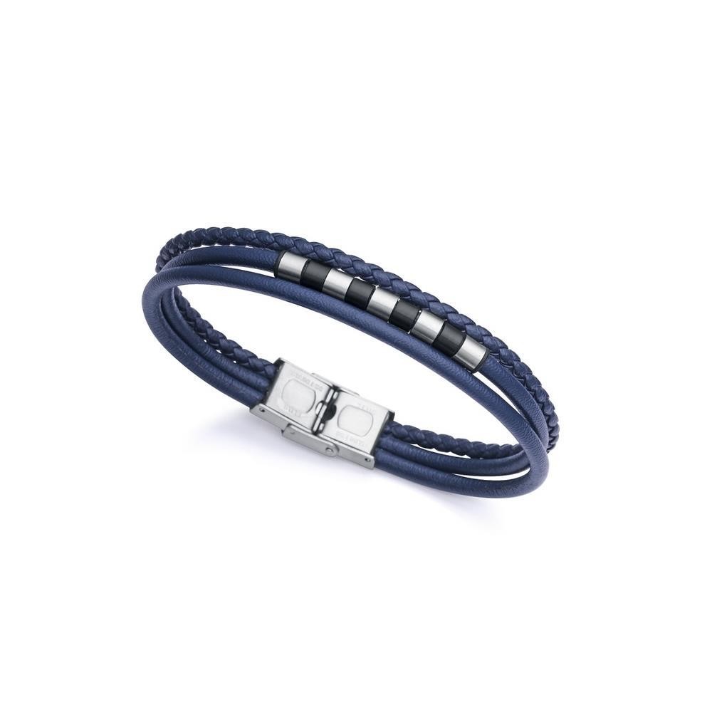 1482P01013 - Pulsera Viceroy Fashion de acero y piel azul para hombre