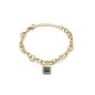 75148P01012 - Pulsera Viceroy Fashion de acero dorado con charm cuadrado de color verde para mujer