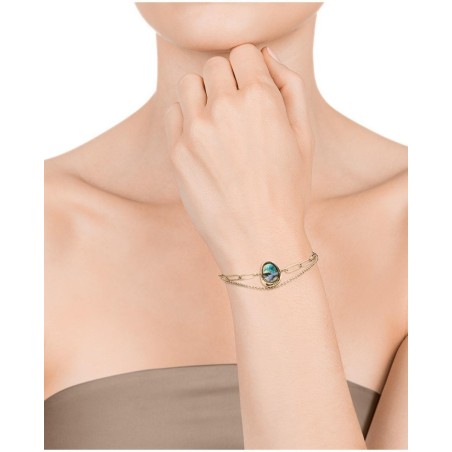 15074P01012 - Pulsera Viceroy Fashion de acero doble cadena dorada con pieza abalone para mujer