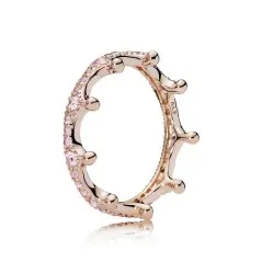 Anillo Pandora Corona Encantada Rosa con cristales rosas Talla 56