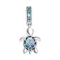 798939C01 - Charm Tortuga Marina colgante d eplata con cristal azul agua, verde helado y vidrio Murano Pavo Real