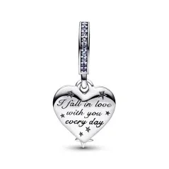 792356C01 - Charm Colgante Doble en plata de ley Corazón Estrella Fugaz Celestial