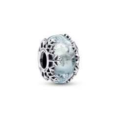 Charm de cristal de Murano en plata de ley Copo de Nieve Azul Invernal