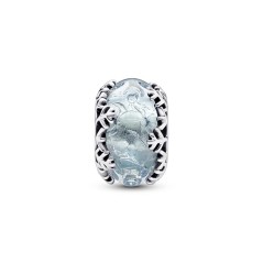 Charm de cristal de Murano en plata de ley Copo de Nieve Azul Invernal