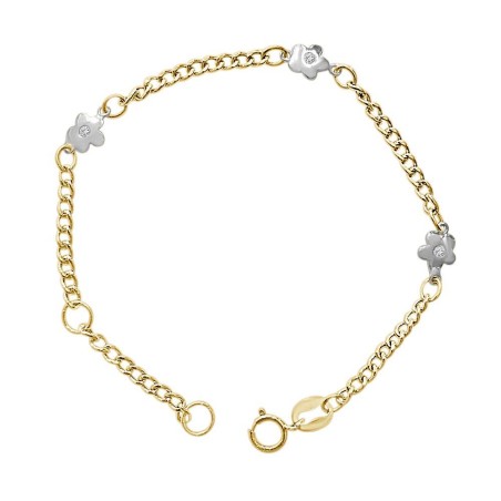 LUVM-2123728AB - Pulsera de oro 18k para bebé con motivos de flores en oro blanco