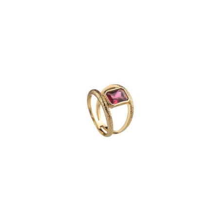 2280243-315 - Anillo ancho CLEOPATR con baño de oro 18k y circonita rosa