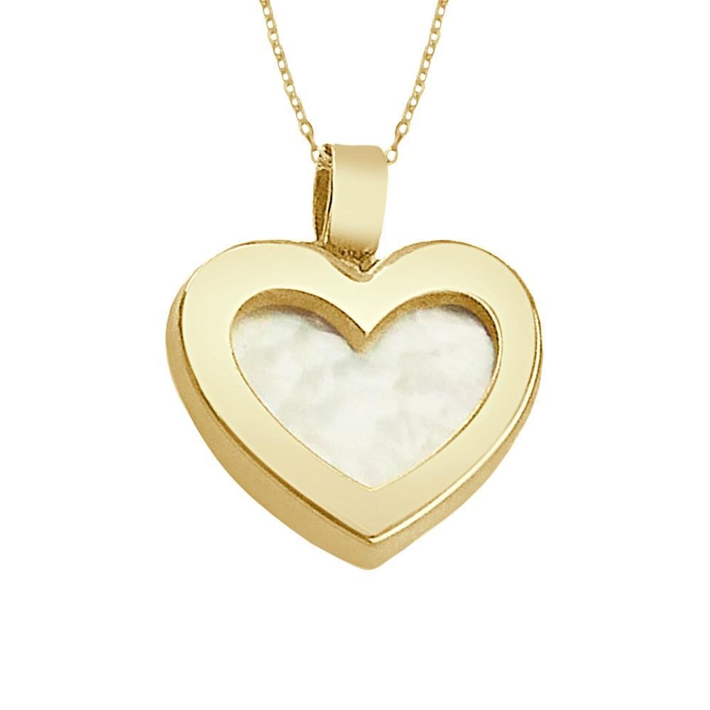 Colgante de oro 18k en forma de corazón con nácar y cadena de 45 cm. Diámetro de corazón: 8mm