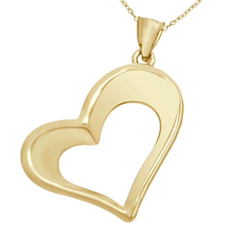 Colgante de oro 18k liso con forma de corazón y cadena