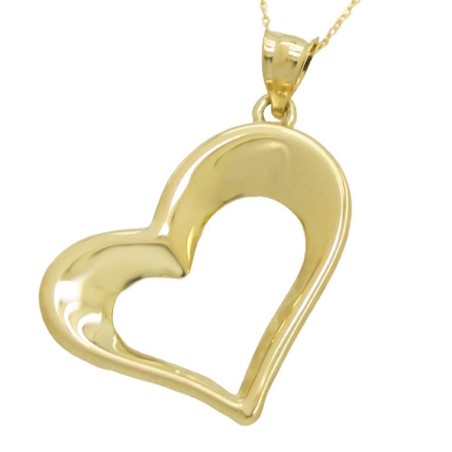 RR-5279/45 - Colgante de oro 18k liso con forma de corazón y cadena