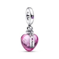 Charm Colgante de cristal de Murano en plata de ley Corazón Poción de Amor