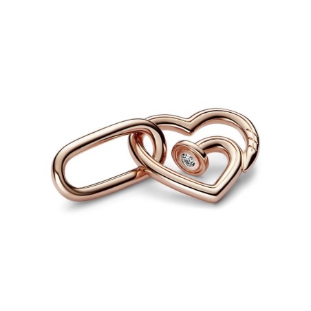 Link Doble Pandora ME con un recubrimiento en oro rosa de 14k Corazón Clavado 