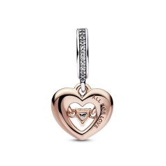 782450C01 - Charm Colgante en plata de ley y con un recubrimiento en oro rosa de 14k Corazón Radiante en Dos Tonos ​