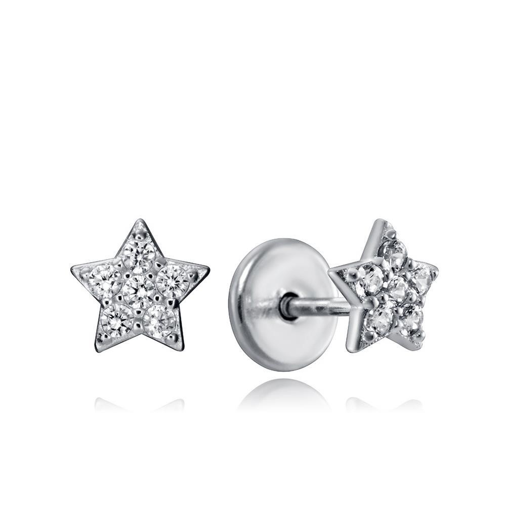 Pendientes de estrella de Viceroy Jewels en plata de ley con circonitas y cierre de rosca para bebé